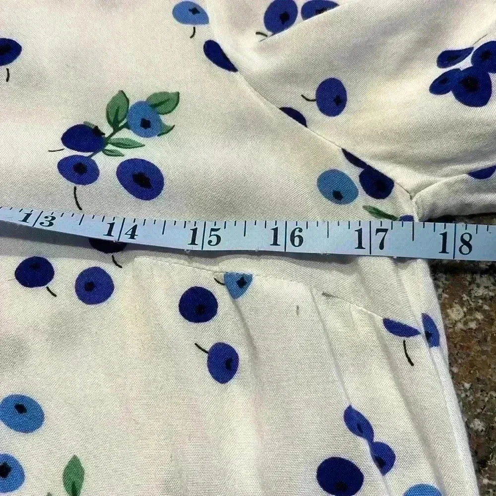 Anthropologie Maeve Novelty Print Blouse Top Fruit Blueberry Sz 4 Small - Picture 7 of 12